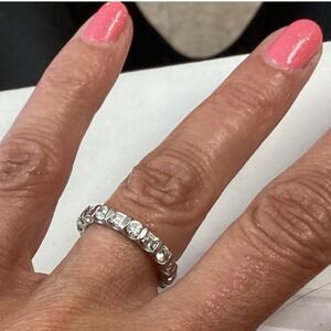 Eternity Band Sterling Silver CZ Round‎ & Baguette Ring